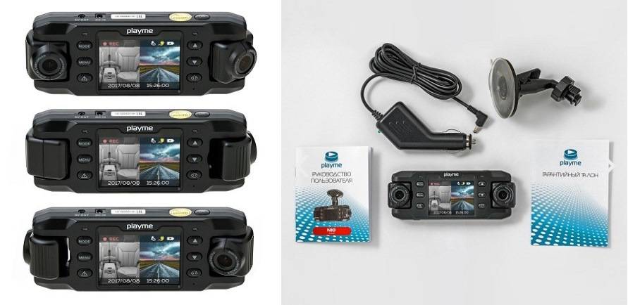 Автомобильный видеорегистратор playme spark - запись видео full hd (1920x1080), ips дисплей 2.4 дюйма, фронтальная и салонная камеры, g-сенсор
